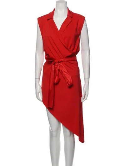 Pre-owned Baja East V-neck Midi Length Dress In Red