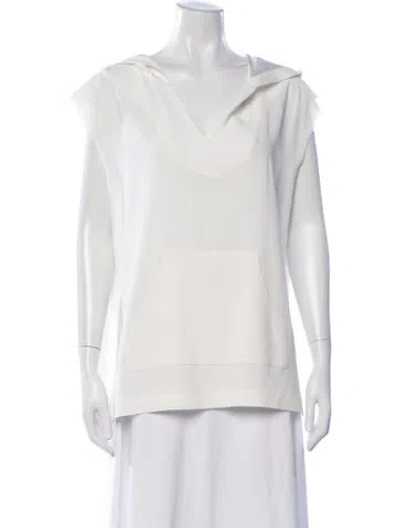 Pre-owned Baja East V-neck Sleeveless Hoodie In White