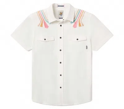 BAJA LLAMA MEN'S DISSIDENT WESTERN SHIRT IN RETRO RAYS WHITE