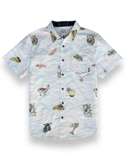 Baja Llama Men's Grey Incan Treasures - 7-seas Button Up In White