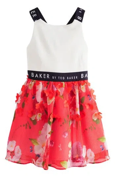 Baker By Ted Baker Kids' 3d Floral Fit & Flare Dress In White