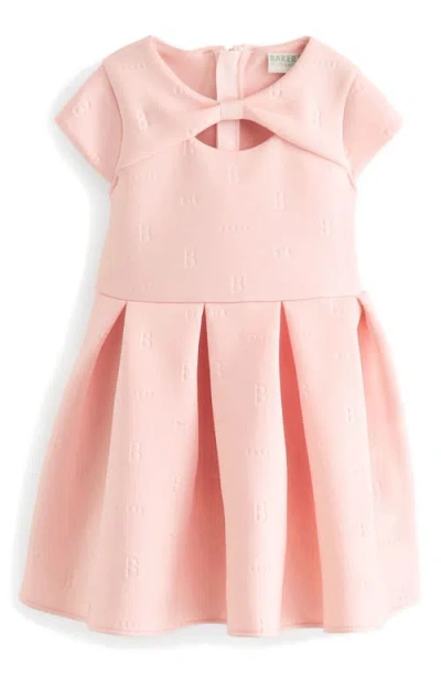 Baker By Ted Baker Kids' Bow Embossed Scuba Dress In Pink