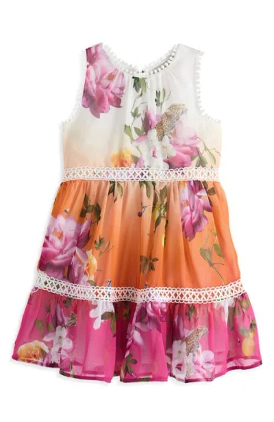 Baker By Ted Baker Kids' Citrus Bloom Ombré Tiered Dress In