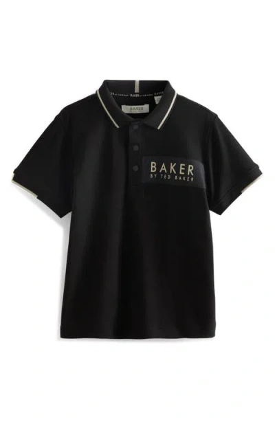 Baker By Ted Baker Kids' Cotton Graphic Polo In Black