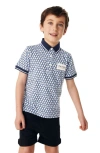 BAKER BY TED BAKER KIDS' GEO PRINT TIPPED COTTON POLO