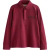 Baker By Ted Baker Kids' Long Sleeve Cotton Graphic Half Snap Polo In Red