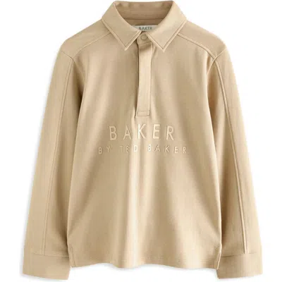 Baker By Ted Baker Kids' Long Sleeve Polo In Neutral