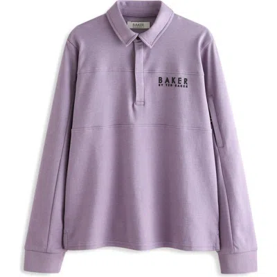 Baker By Ted Baker Kids' Long Sleeve Polo In Purple