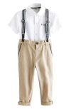 BAKER BY TED BAKER KIDS' SHORT SLEEVE BUTTON-UP SHIRT, TROUSERS & SUSPENDERS SET