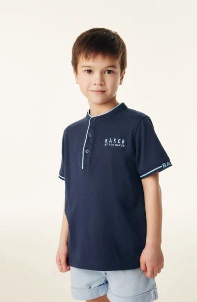 Baker By Ted Baker Kids' Tipped Cotton Henley In Blue