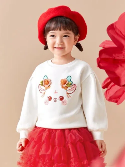 Balabala Kids'  Floral Bunny Face Sweatshirt