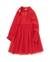 Balabala Girls' Chinese Zodiac Rabbit Woolen Dress - Little Kid In Red