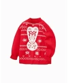 Balabala Girls' Bunny Graphic Sweater - Baby, Little Kid, Big Kid In Red Hue