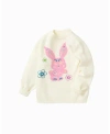 Balabala Girls' Bunny Graphic Sweater - Baby, Little Kid, Big Kid In White