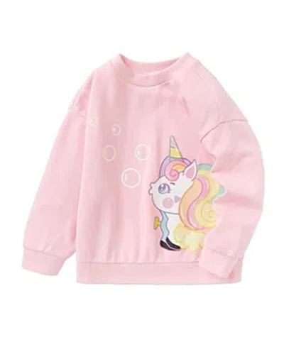 Balabala Unisex Unicorn Crew Neck Sweatshirt - Baby. Little Kid In Pink