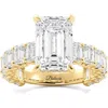 Balacia Emerald Cut Engagement Ring With Emerald Cut Side Diamonds In Gold