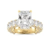 Balacia Radiant Cut Iced Out Engagement Ring With Radiant Cut Side Diamonds In Gold