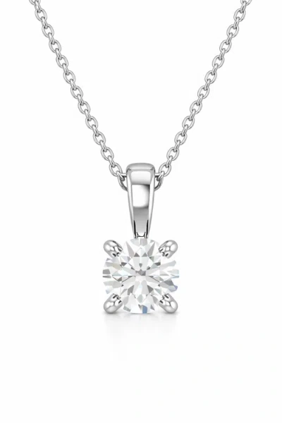 Balacia Solitaire Diamond Necklace In Silver