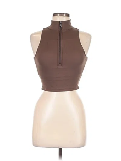 Pre-owned Balance Athletica Tank Top Brown Halter Neckline Tops