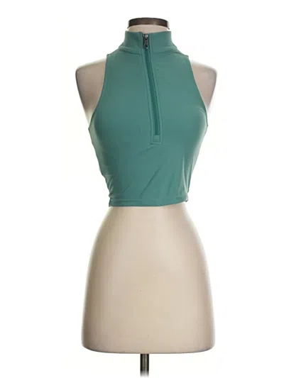 Pre-owned Balance Athletica Tank Top Teal Halter Neckline Tops
