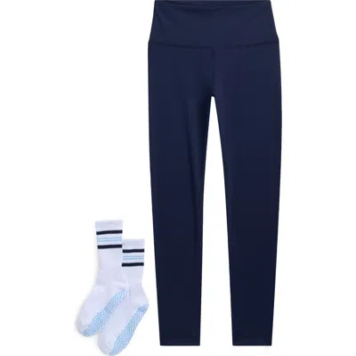 Balance Collection Easy Ankle Leggings & Socks Set In Blue
