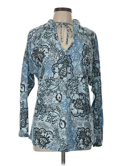 Pre-owned Balance Collection Long Sleeve Henley Shirt In Blue