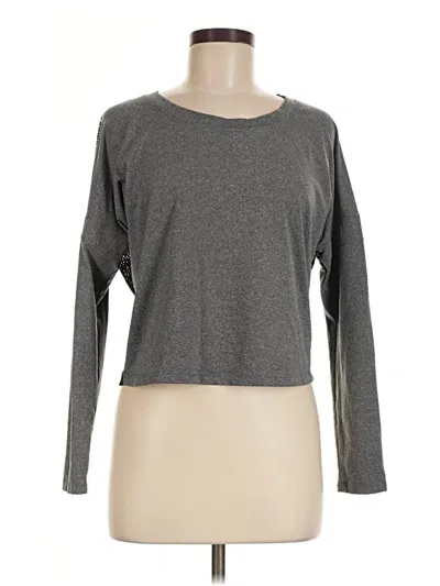 Pre-owned Balance Collection Long Sleeve Top Gray Crew Neck Tops