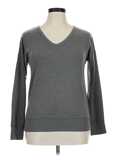 Pre-owned Balance Collection Long Sleeve Top Gray V-neck Tops