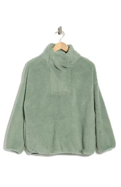 Balance Collection Stevie Mock Neck Faux Fur Sweatshirt In Green