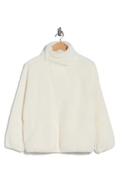 Balance Collection Stevie Mock Neck Faux Fur Sweatshirt In White