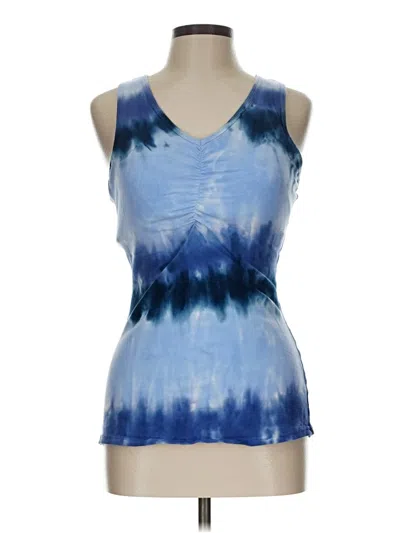 Pre-owned Balance Collection Tank Top Blue Plunge Neckline Tops