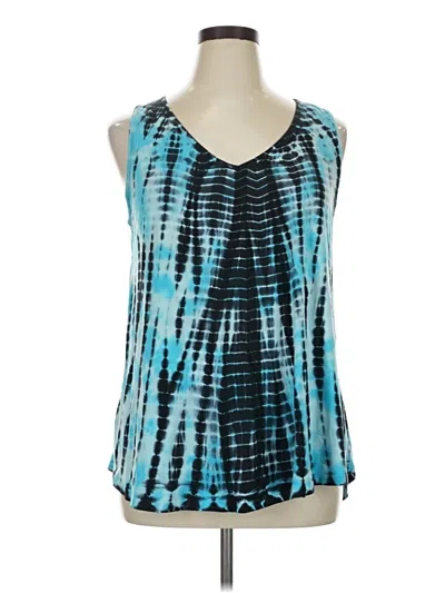 Pre-owned Balance Collection Tank Top Blue Plunge Neckline Tops