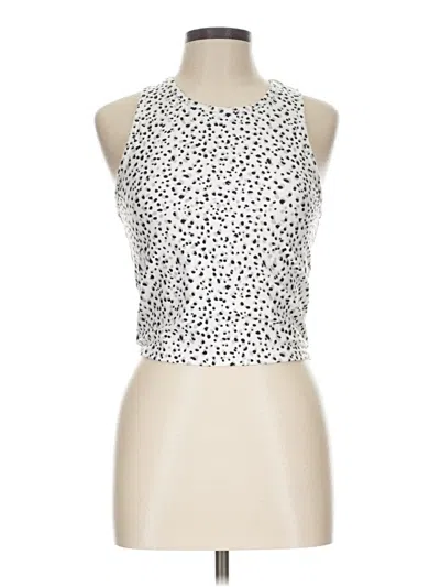 Pre-owned Balance Collection Tank Top Ivory Leopard Print Pattern Crew Neck Tops