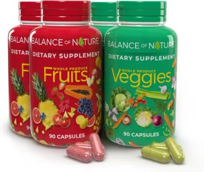 Balance Of Nature Whole Fruit And Vegetable Blend Dietary Supplement Capsules Two Pack