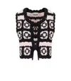 Balardi Ganni Black And Pink Crochet Vest