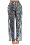 Balboa Leopard Print Track Pants In Black/blue