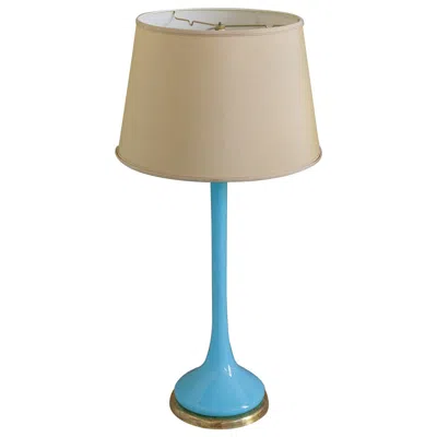 Pre-owned Balboa Mid Century Italian Blue Venetian Glass Lamp On Giltwood Base