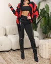 Balboa Zipper Knit Jacket In Red/black