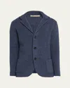 Baldassari Men's Brenta Wool Knit Sweater Jacket In Med Blue Light Blue
