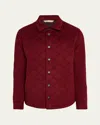 Baldassari Men's Cashmere Quilted Shirt Jacket In Red Ketchup