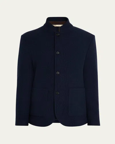 Baldassari Men's Cashmere Stand Collar Four-button Jacket In Blue