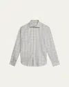 Baldassari Men's Cotton And Cashmere Plaid Casual Button-down Shirt In Full Light Grey