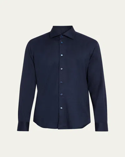 Baldassari Men's Cotton Twill Spread-collar Button-down Shirt In Blue