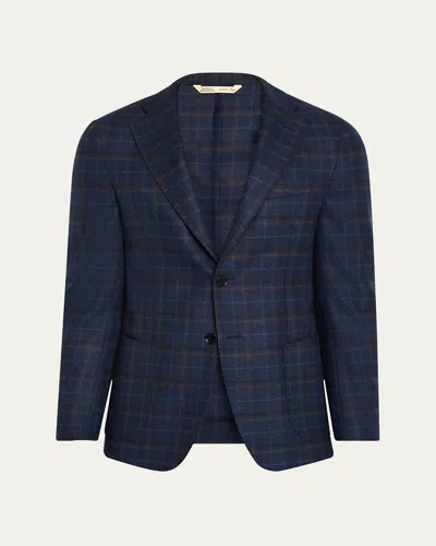 Baldassari Men's Flannel Single-breasted Sport Coat In Blue Nights