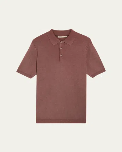 Baldassari Men's Garment-dyed Cotton Knit Short-sleeve Polo Sweater In Brown