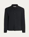 Baldassari Men's Heathered Wool Pocket Overshirt In Black