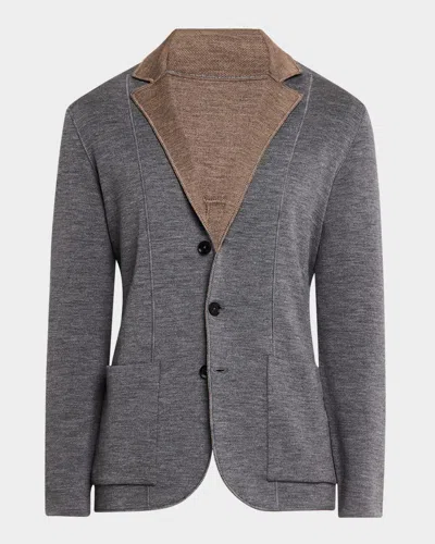 Baldassari Men's Jamaica Reversible Knit Blazer In Dark Grey