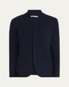 Baldassari Men's Mouline Wool And Cotton Sweater Jacket In Blue Nights