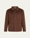 Baldassari Men's Padded Wool And Cashmere Chore Jacket In Brown