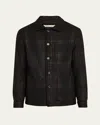 Baldassari Men's Plaid Chore Jacket In Blk Dark Brown Green